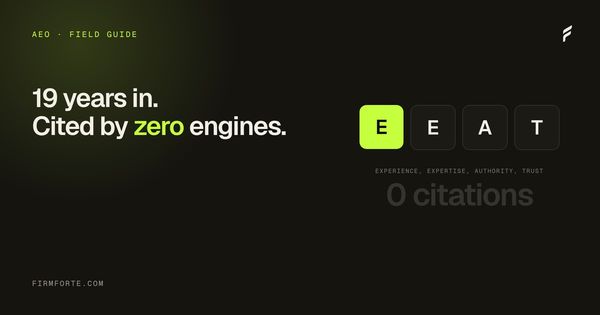 FirmForte field-guide hero card for the article: E-E-A-T for law firms in the AI search era