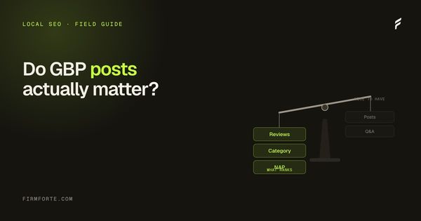 FirmForte field-guide hero card for the article: Do Google Business Profile posts and Q&A actually matter?