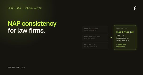 FirmForte field-guide hero card for the article: NAP consistency: why your address format matters