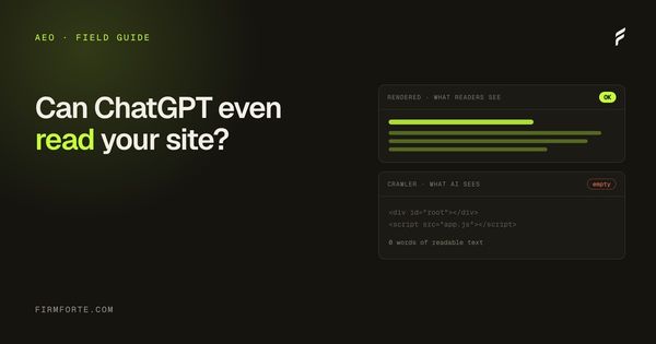 FirmForte field-guide hero card for the article: How to check if ChatGPT can read your website