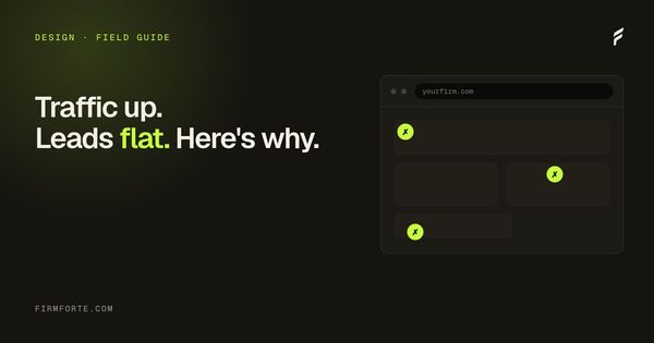 FirmForte field-guide hero card for the article: The 5 design mistakes that kill conversion on lawyer websites